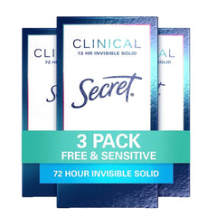 Secret Clinical Strength unscented invisible solid applying with no visible residue