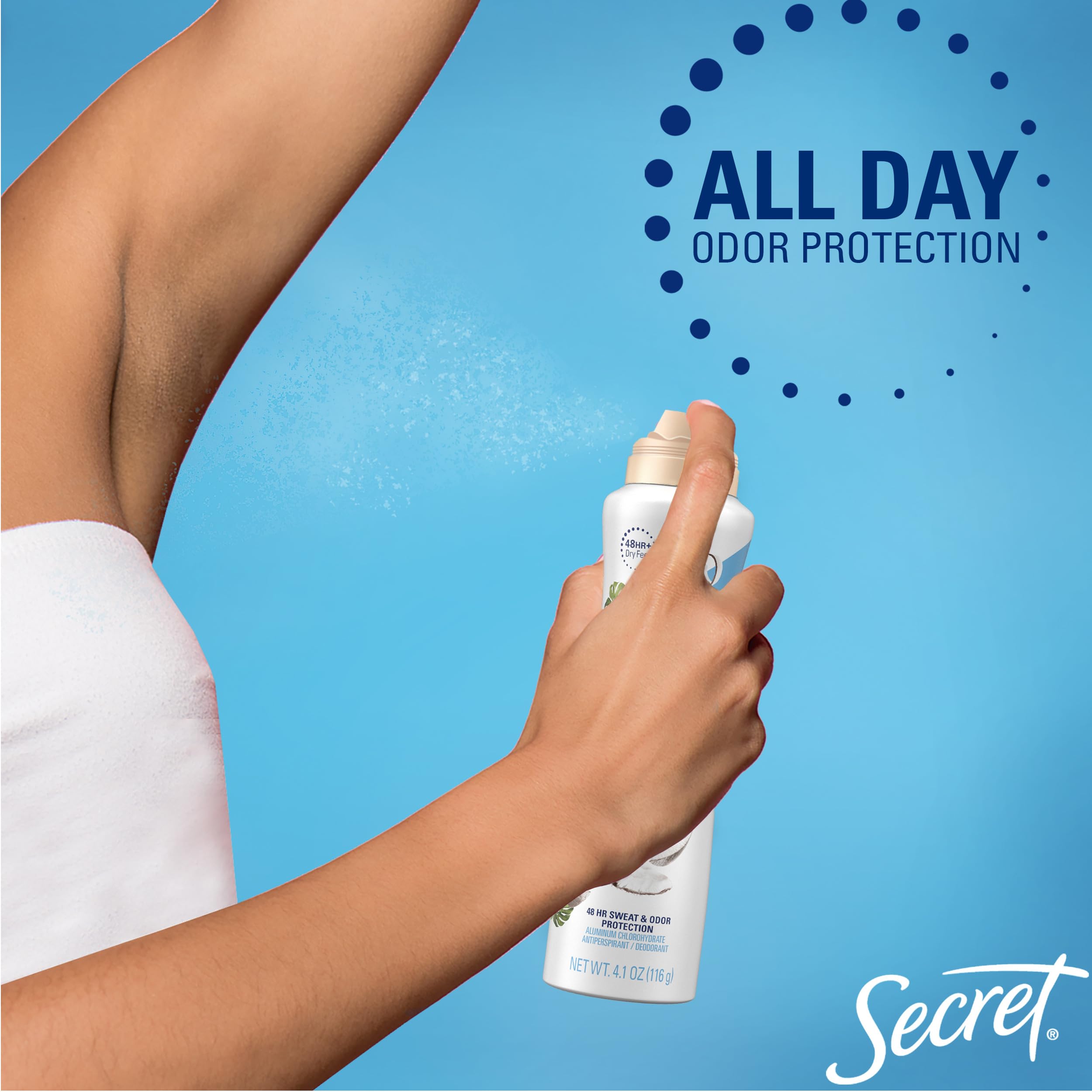 Secret dry spray quick-dry mist delivers a light invisible feel.