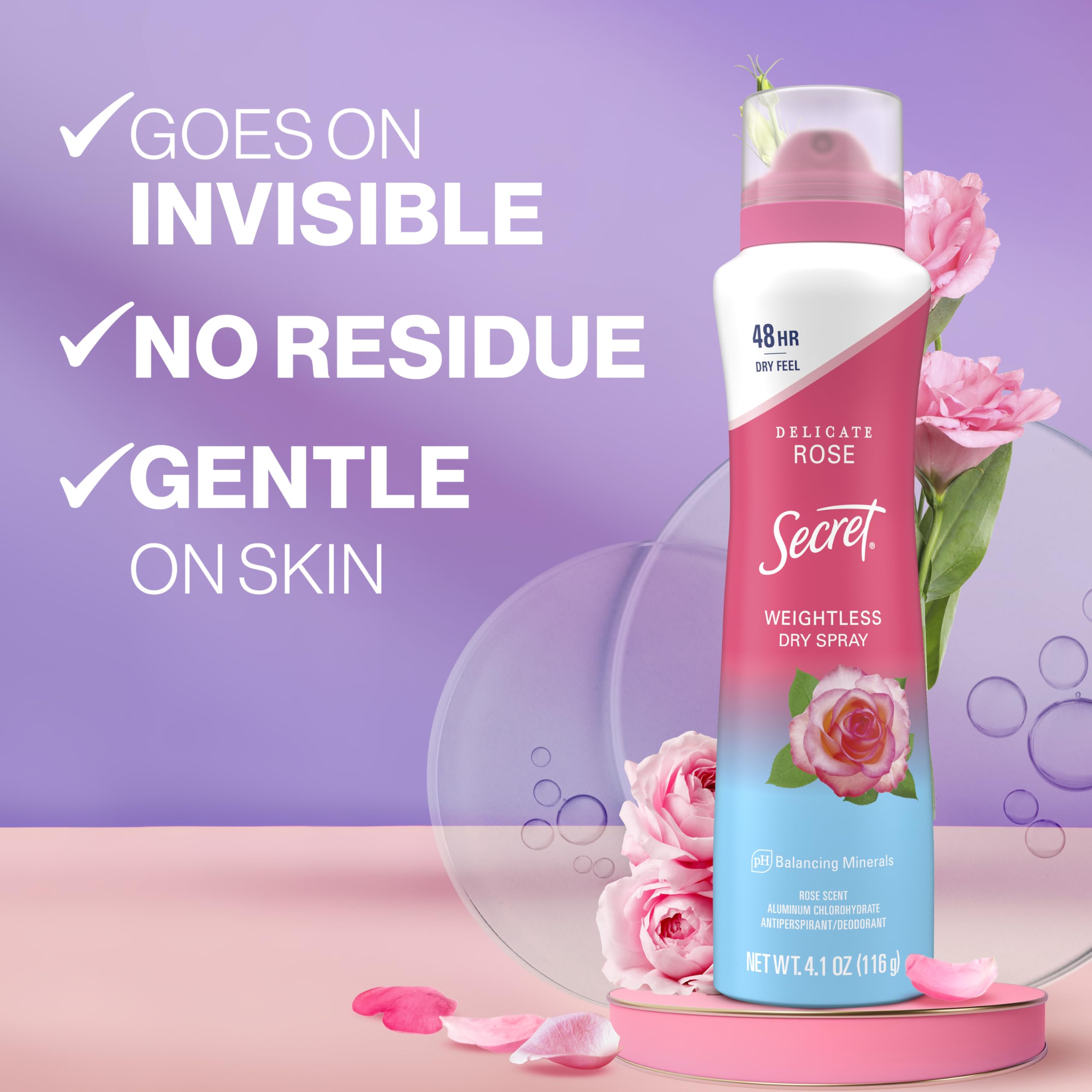 Secret Dry Spray underarm application demonstrates quick, sweat-fighting action.