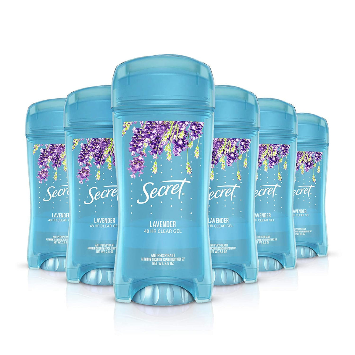 Secret lavender clear gel bottle ready for all-day odor protection.