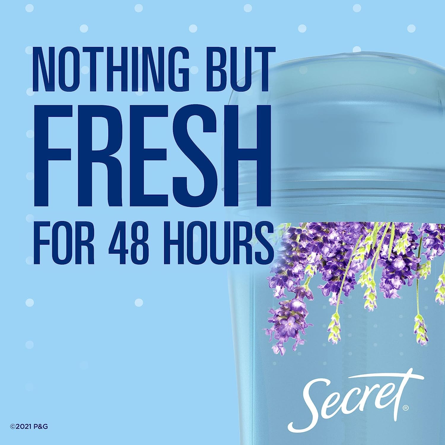 Secret Lavender invisible solid application swipe highlights smooth, dry feel.