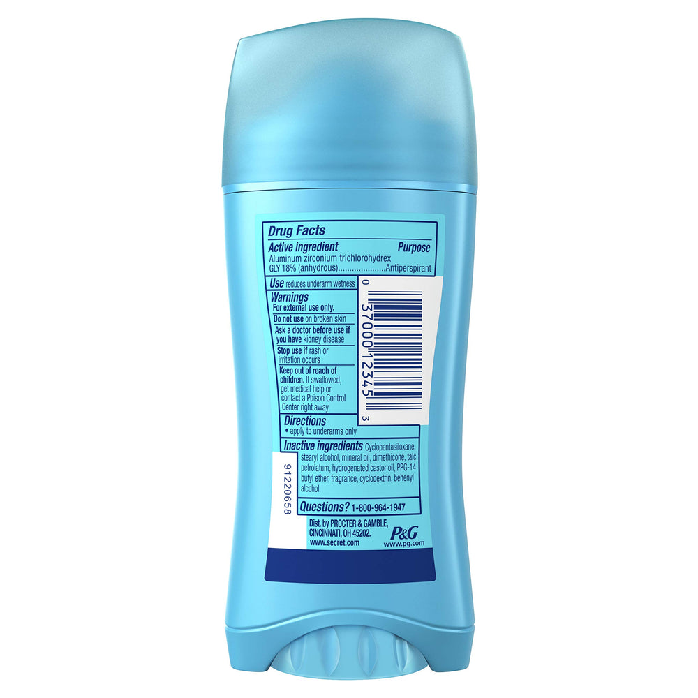 Secret-original-womens-invisible-solid-anti-perspirant closeup reveals dry, invisible coverage