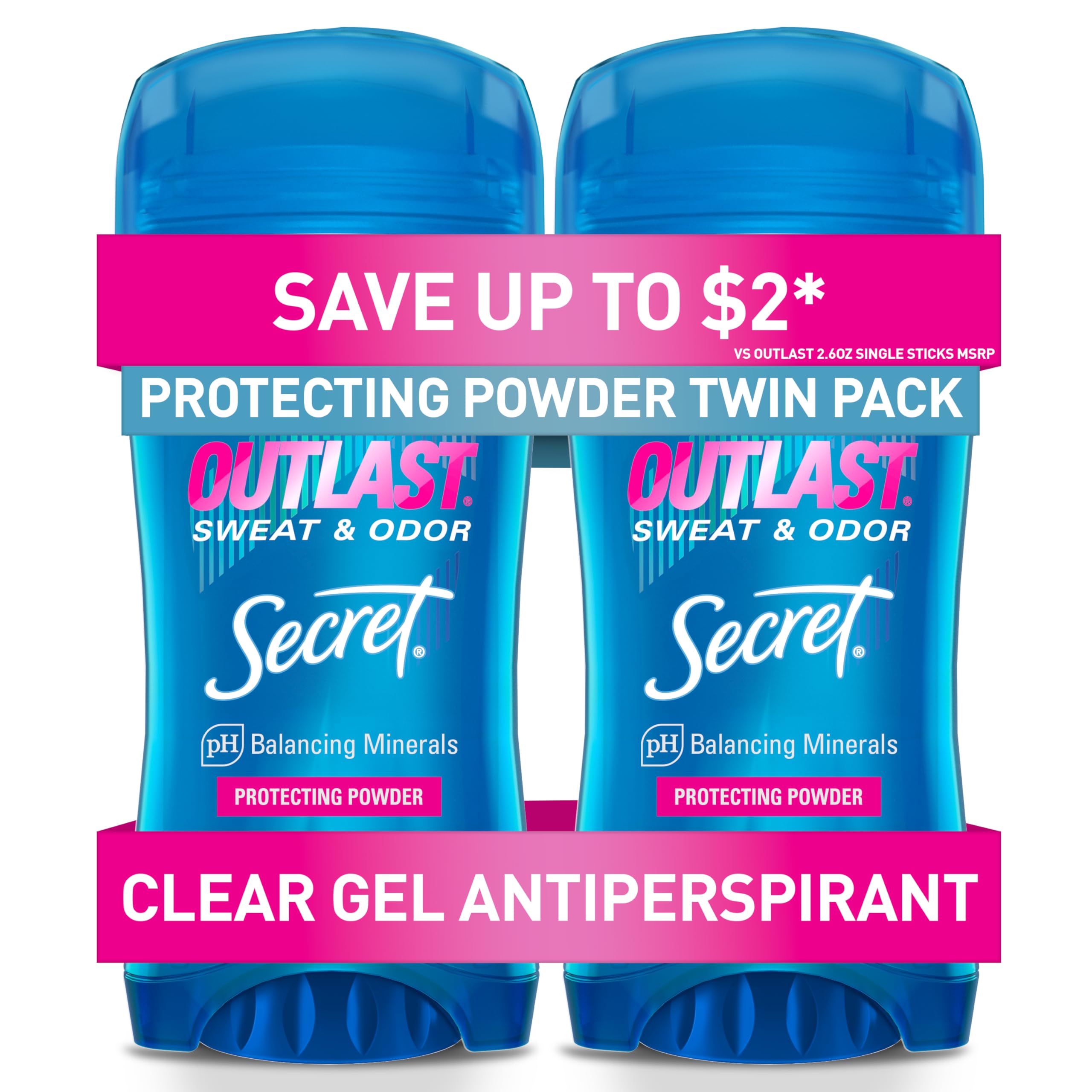Secret Outlast clear gel application delivers a dry, clean feel for long-lasting freshness.
