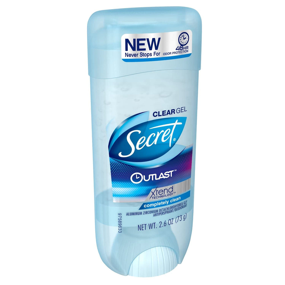 Secret Outlast clear gel bottle in gym bag for on-the-go protection.