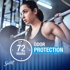 Secret Outlast fights odor-causing bacteria label shows strong defense against odors.