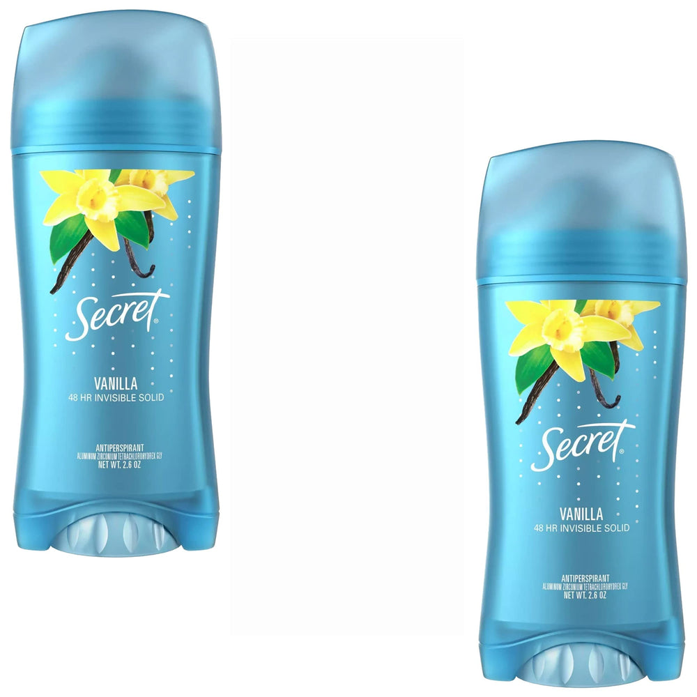 Secret Scent Expressions Va Va Vanilla front-pack shows two invisible sticks for daily dryness.