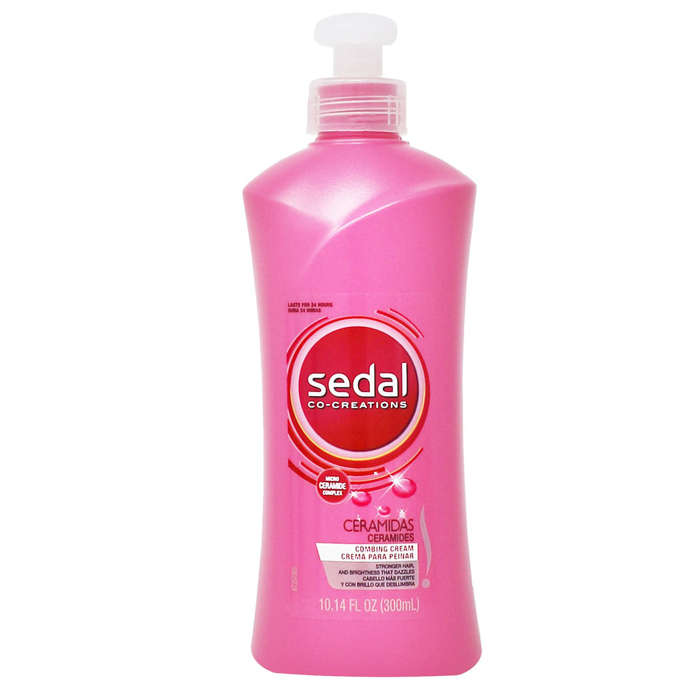 Sedal Ceramidas Leave-In ingredients close-up showcases micro-ceramide complex for stronger hair fibers.