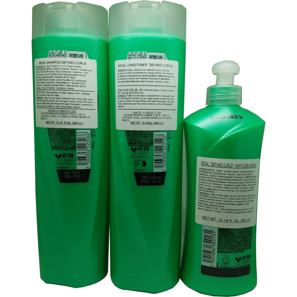 Sedal Rizos Definidos conditioner bottle nourishes fibers for smooth, defined curls.