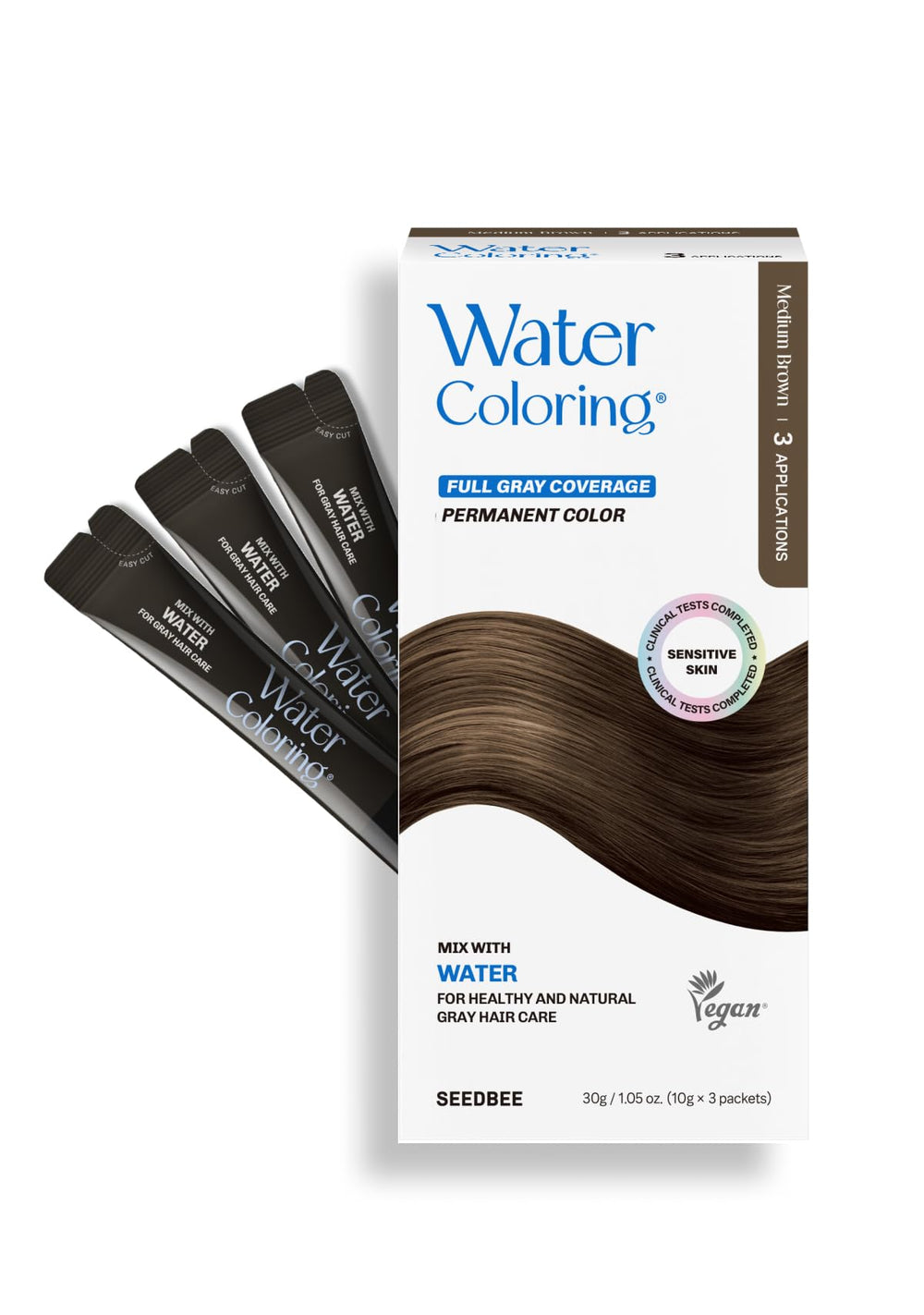 SEEDBEE Korean permanent hair dye powder packets enable easy at-home color.