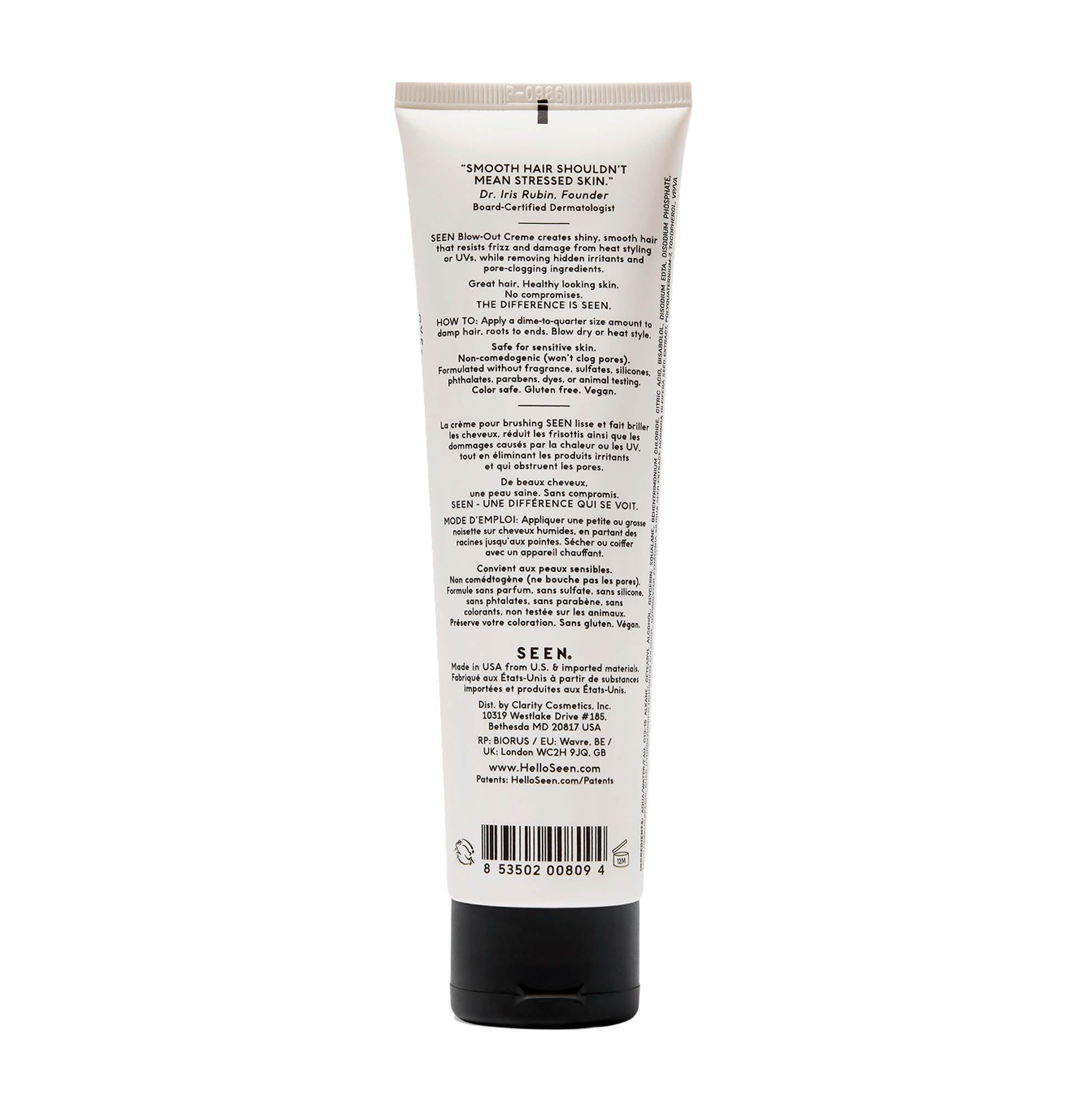 SEEN Blow-Out Creme demonstrating frizz control on hair strands