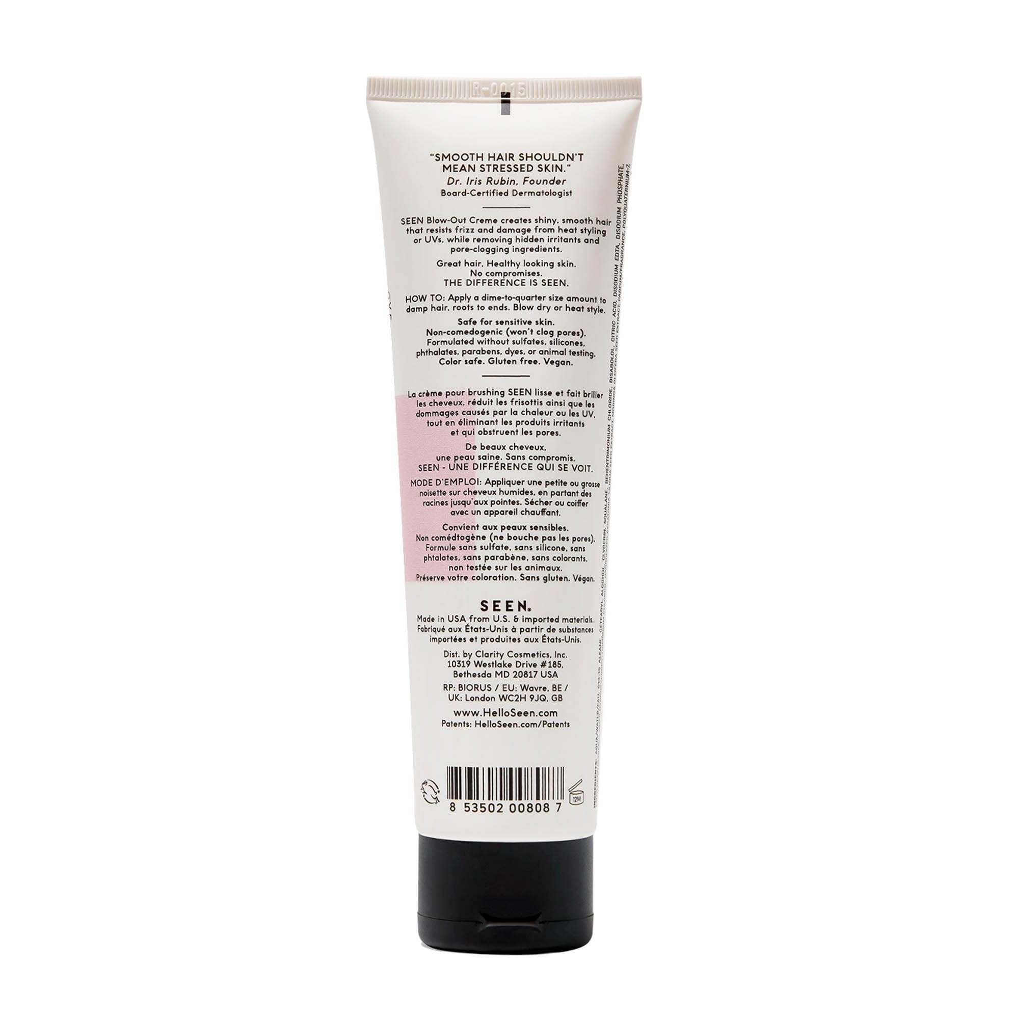 SEEN Blow-Out Creme heat-protection-450f shields hair during styling sessions.