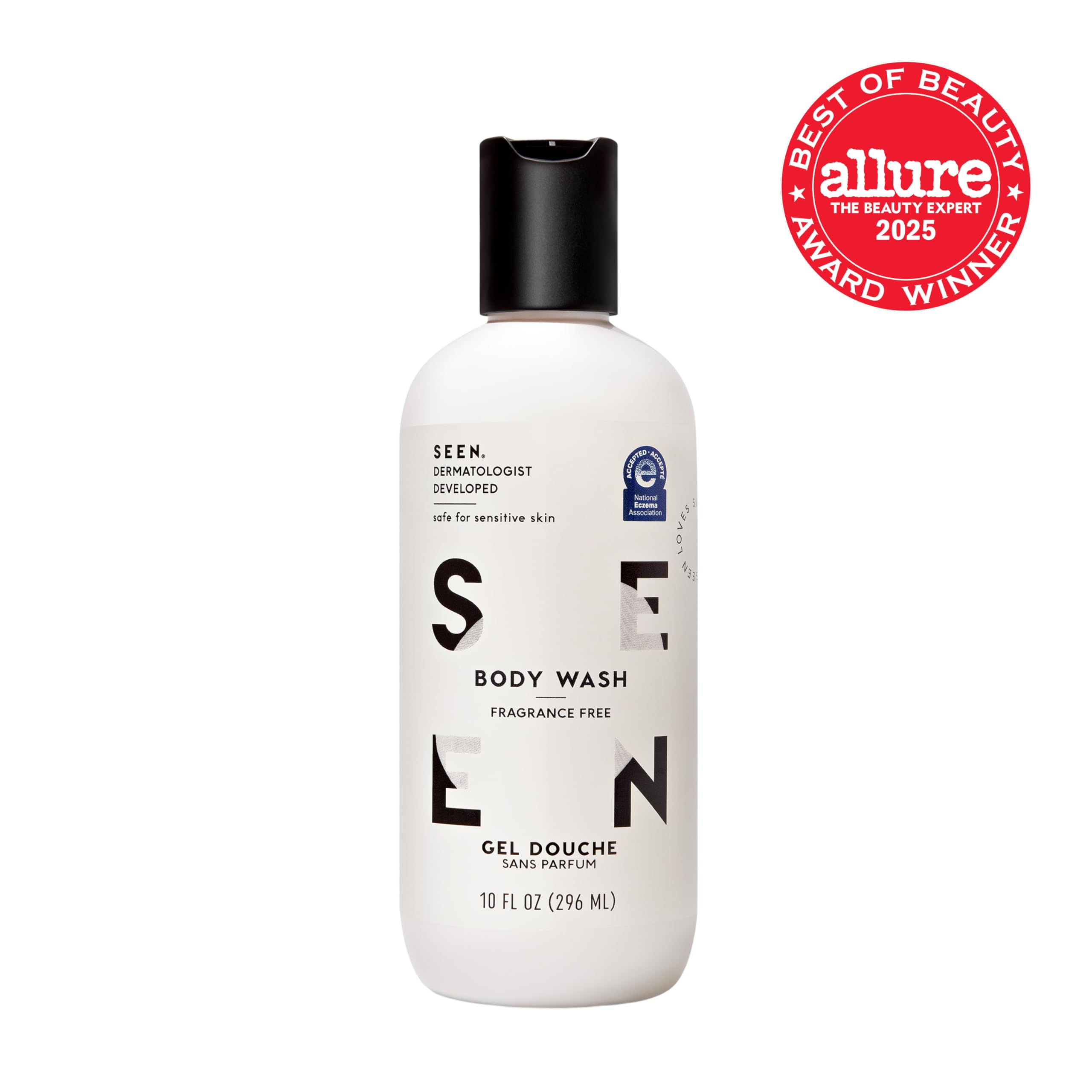 SEEN fragrance-free formula is vegan and cruelty-free, ideal for calm shower routines.