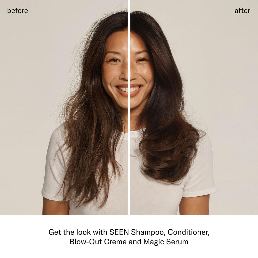 SEEN Conditioner detangling application shot demonstrates easy use