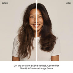 SEEN Conditioner packaging emphasizes fragrance-free vegan cruelty-free formulation
