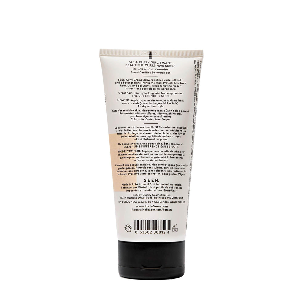 SEEN Curly Creme heat protection icon indicating up to 450°F shield