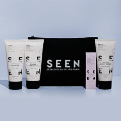 SEEN Curly On The Go Kit Deeper Conditioner tube delivers moisture for dry or damaged hair.
