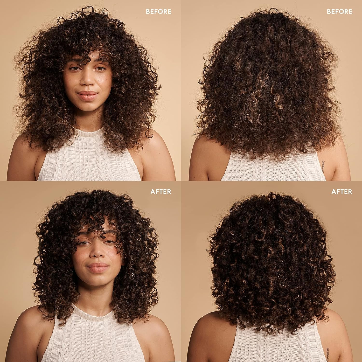 SEEN Curly On The Go Kit frizz-control close-up illustrates reduced-frizz benefit.