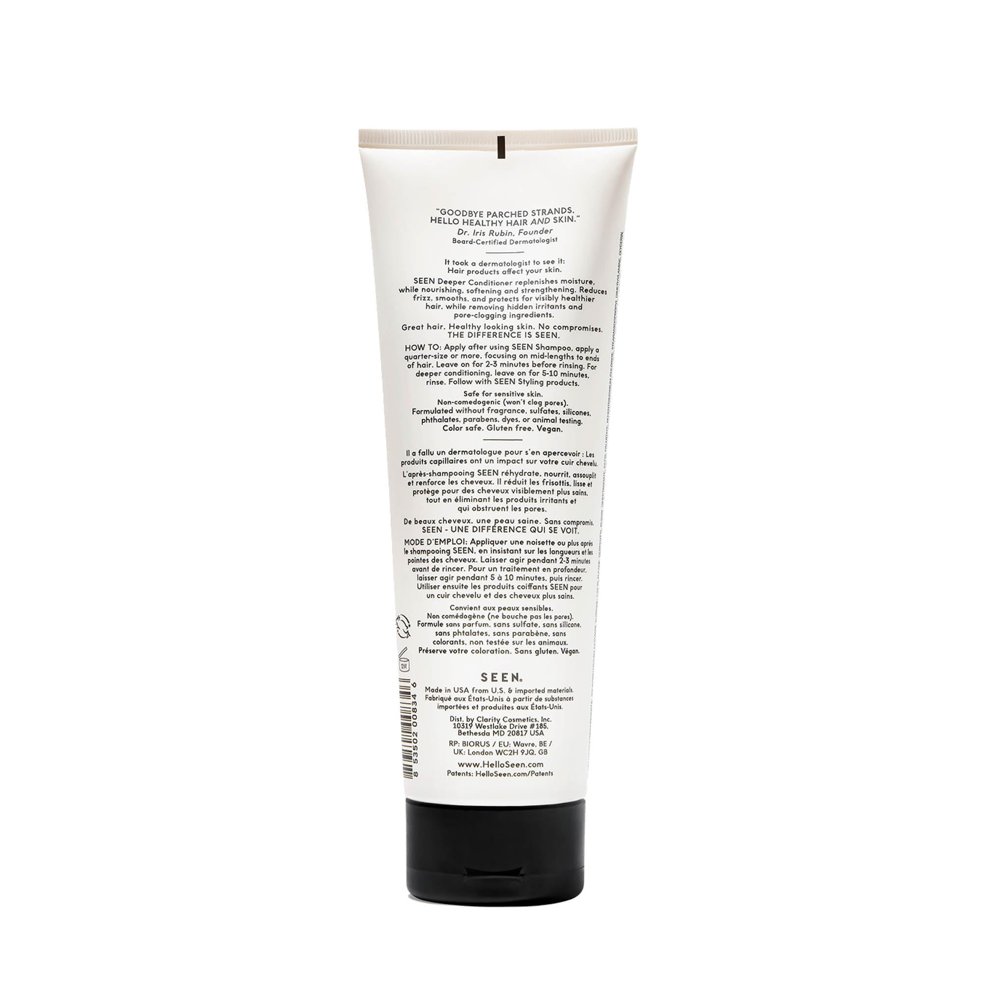 Closeup of SEEN Deeper Conditioner fragrance-free cream texture for smooth application