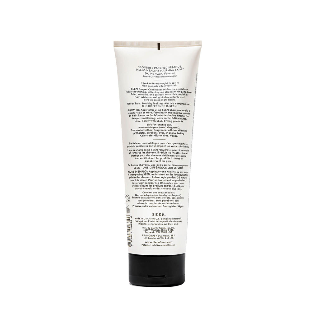 Closeup of SEEN Deeper Conditioner fragrance-free cream texture for smooth application