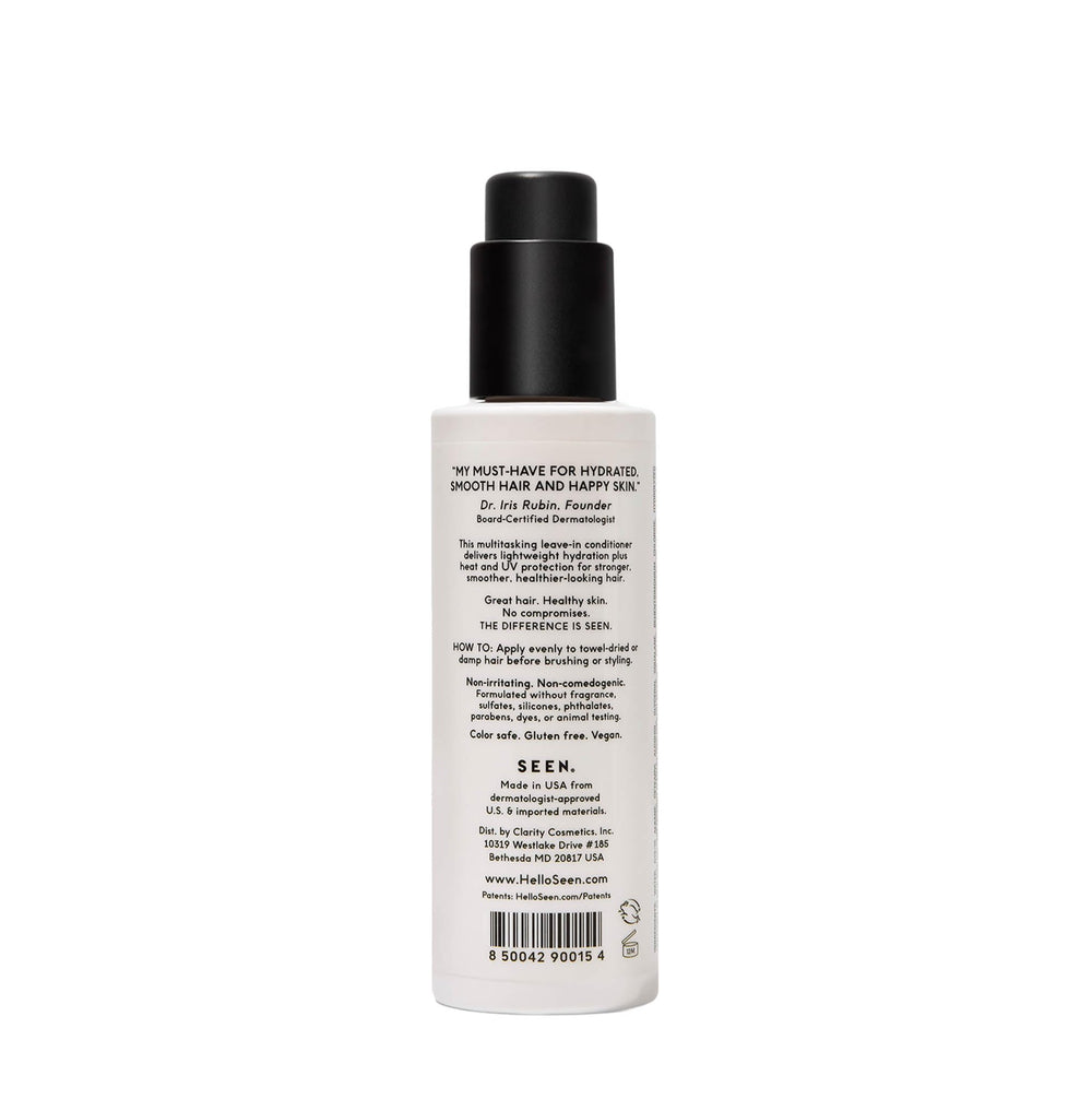 SEEN Leave-In Conditioner application demonstrates detangling with lightweight feel on hair.