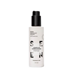 SEEN Leave-In Conditioner bottle pump shows fragrance-free formula for gentle daily hydration.