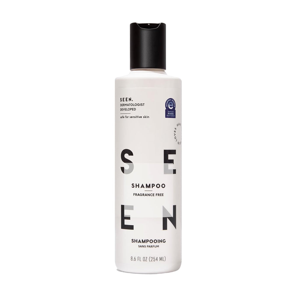 SEEN Shampoo fragrance-free bottle — gentle option for sensitive skin and eczema-prone use