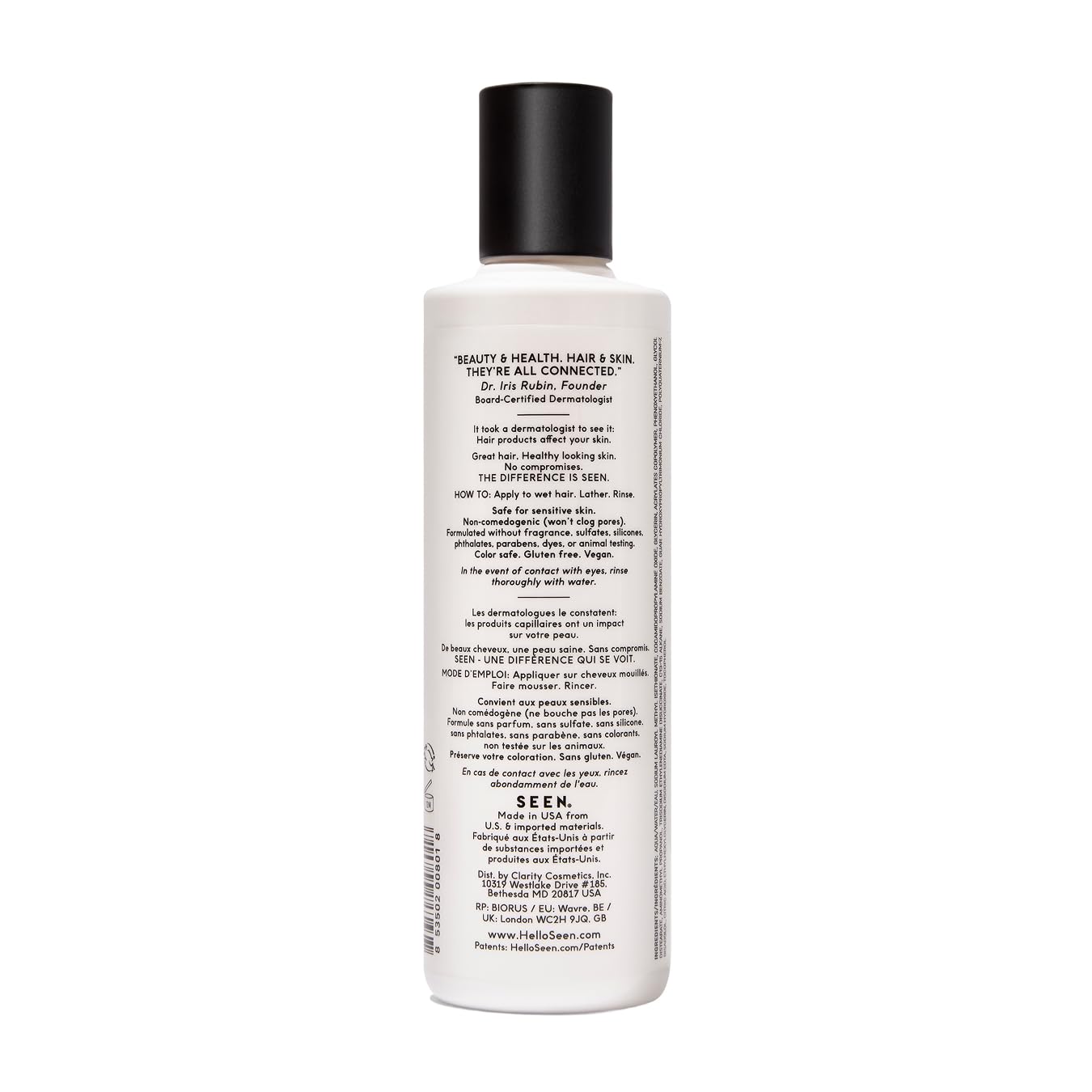 SEEN Shampoo lather close-up — luxurious, easy-to-rinse foam for smoother hair