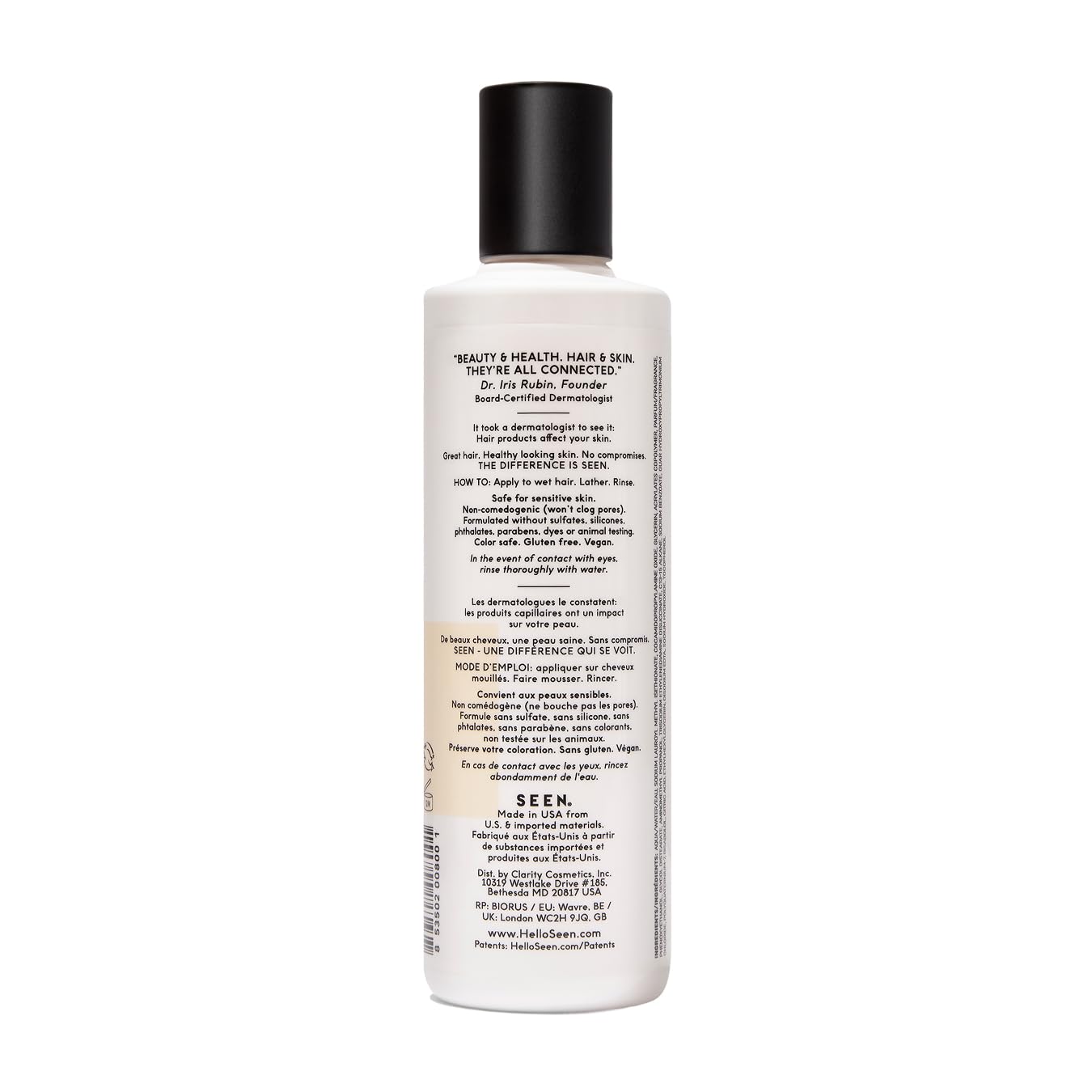 Close-up of SEEN Shampoo lather on hair, showcasing gentle cleansing