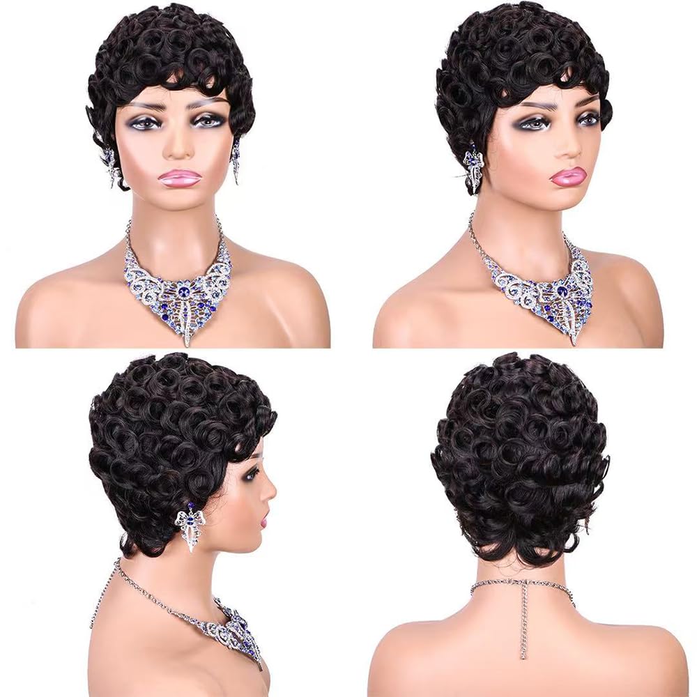 SeFiSha pixie wig bangs side profile for versatile quick looks