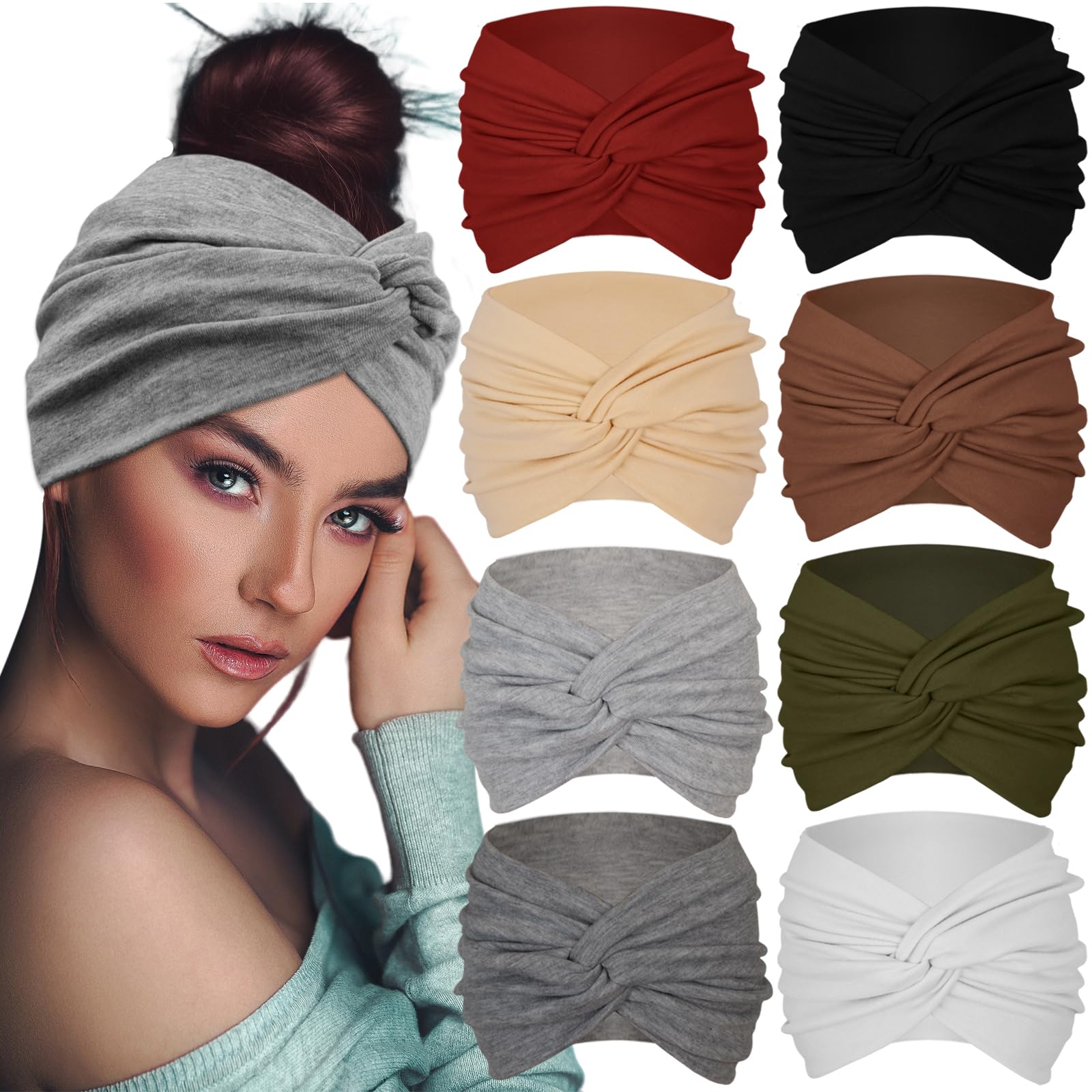 Sefiinh extra wide headbands front view showing comfortable stretch for daily wear