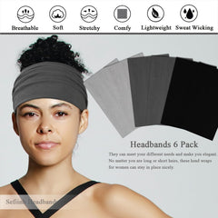 Sefiinh gray wide headbands provide breathable stretch for workouts and daily wear.