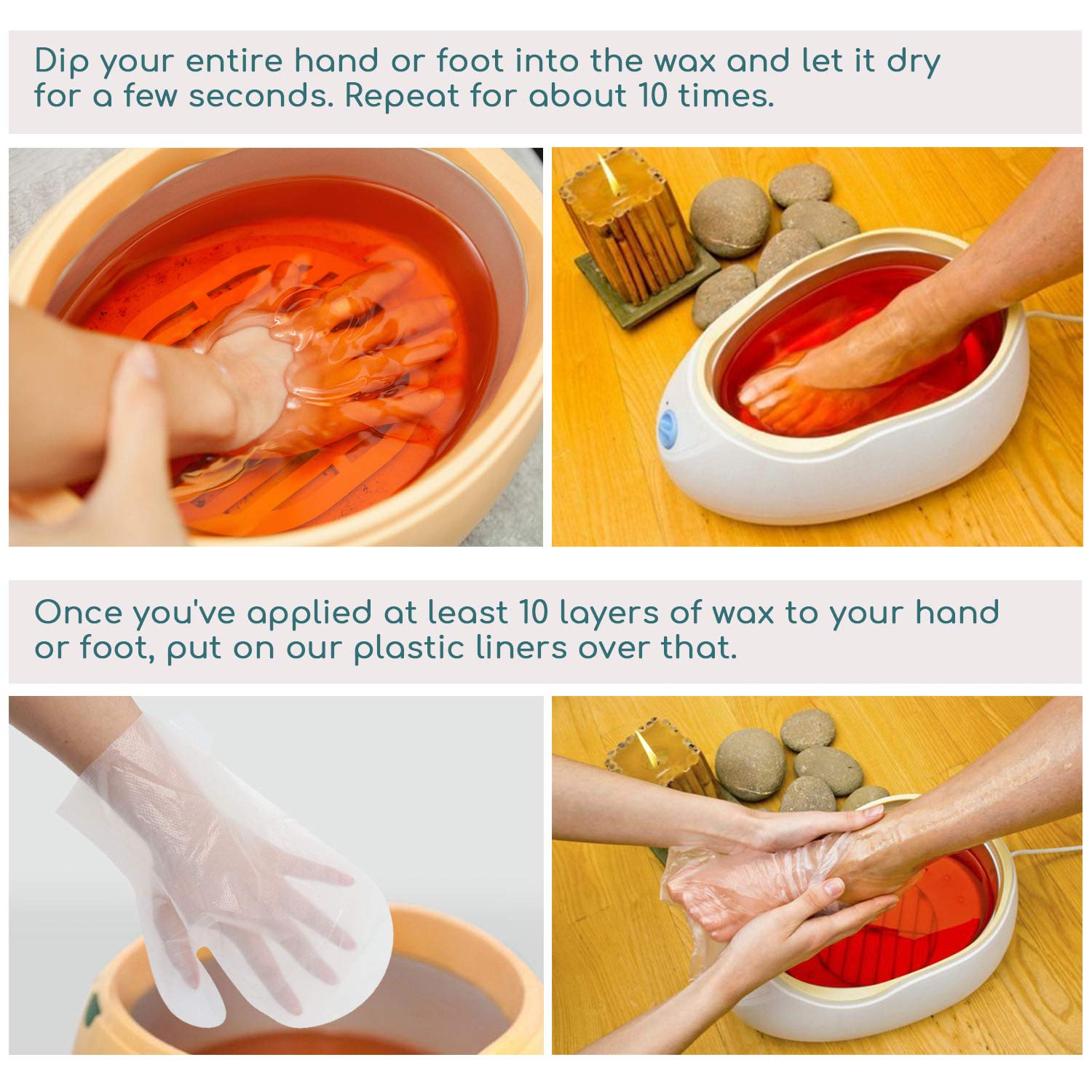 Segbeauty paraffin mitts and gloves laid out for easy DIY waxing sessions.