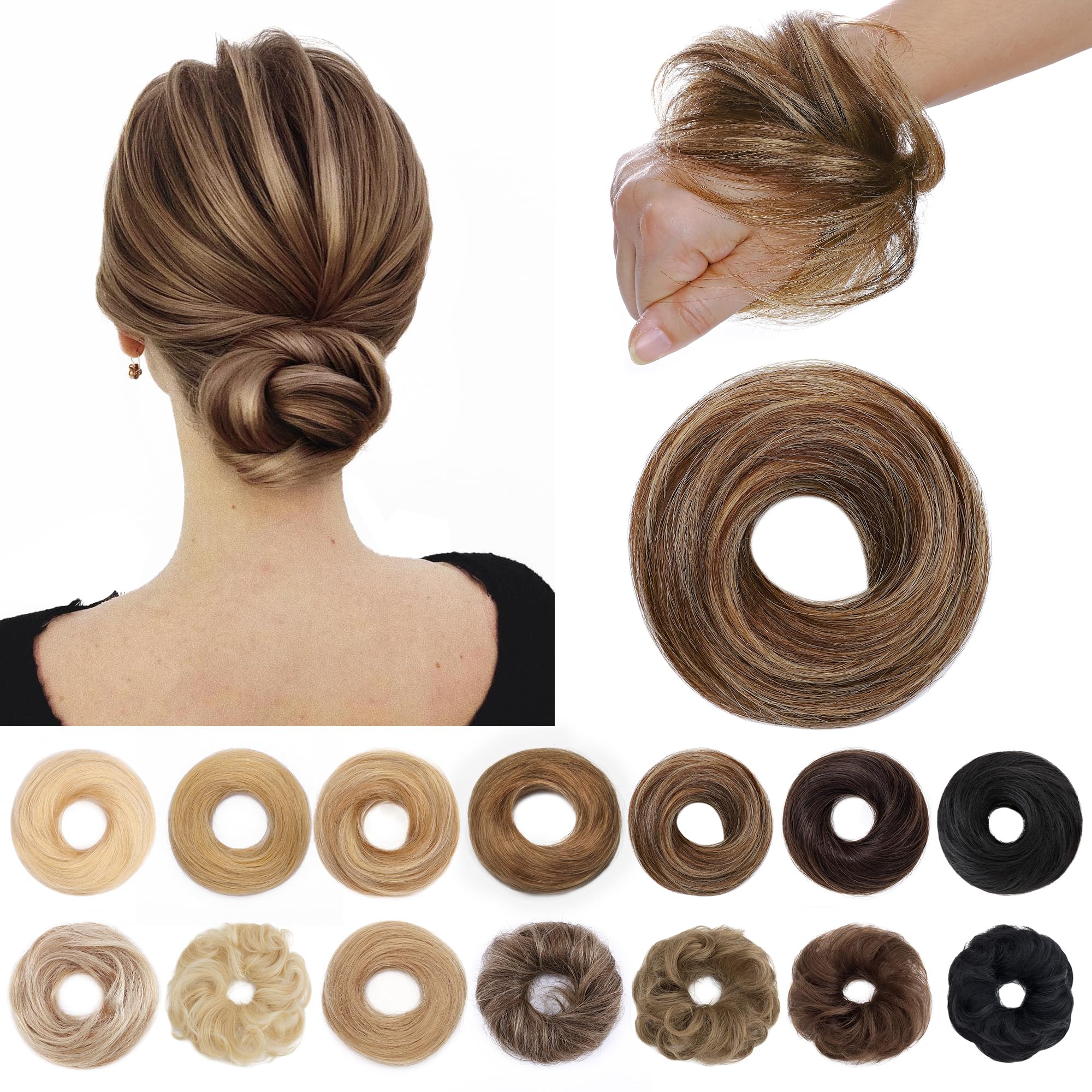 SEGO messy bun closeup highlights real hair texture for seamless blending