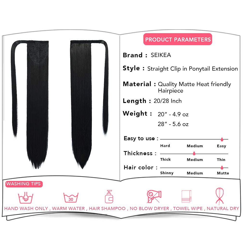 SEIKEA long straight synthetic hair in black for sleek looks.