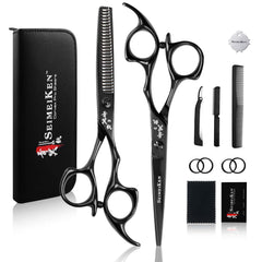SEIMEIKEN 6in black hair scissors blade close-up for precise, clean cutting with smooth glide.