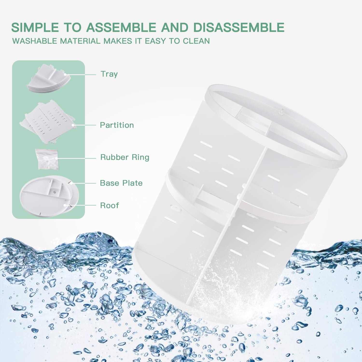 seinlife foldable cosmetic storage box, compact when not in use.