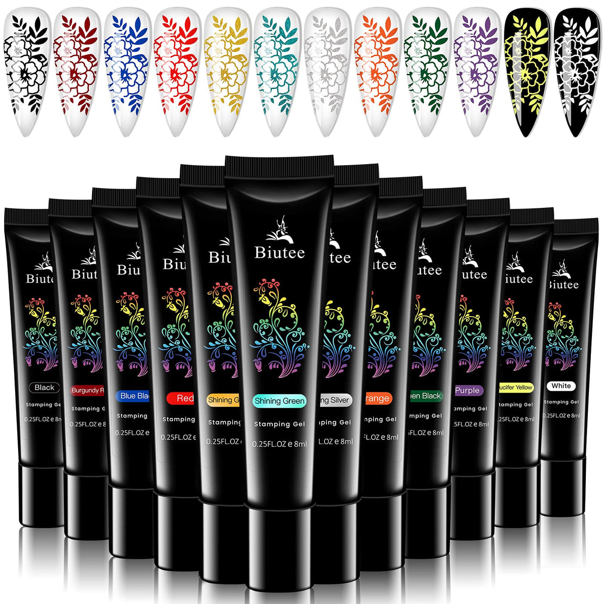 SEISSO stamping gels 12-color set close-up for vibrant, durable nail art.