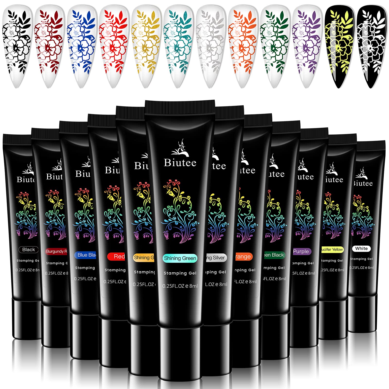 SEISSO stamping nail gels twelve-color bottles for vibrant DIY nail art.