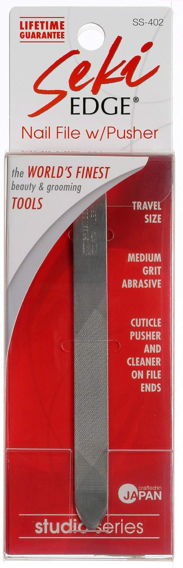 Seki Edge SS402 nail file close-up highlighting sharp, efficient filing.