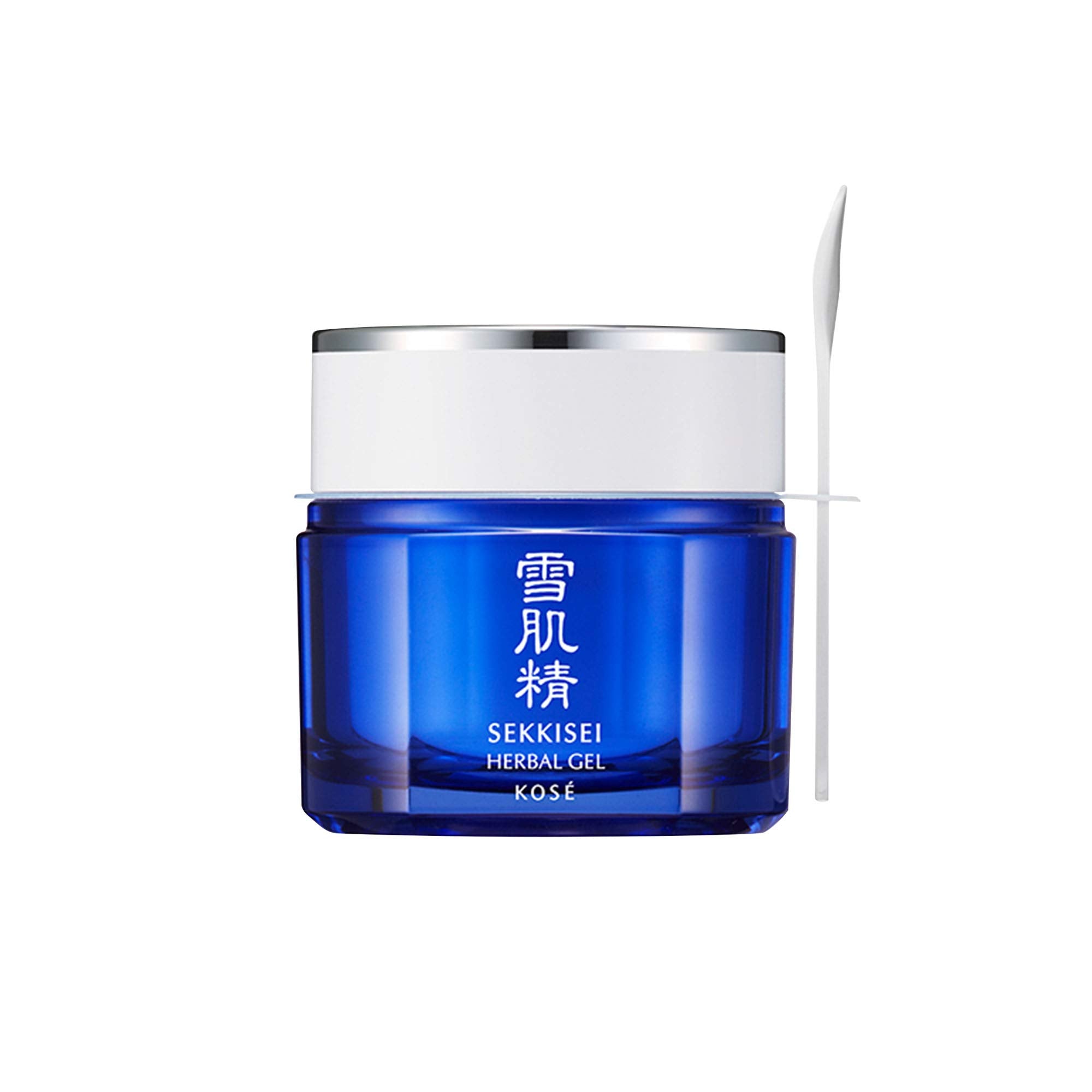 SEKKISEI Herbal Gel jar close-up shows deep hydration for radiant skin.