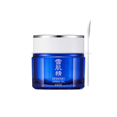 SEKKISEI Herbal Gel jar close-up shows deep hydration for radiant skin.