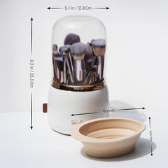 Selanoir bonus foldable silicone brush cleaner bowl enables quick on-the-go cleaning.