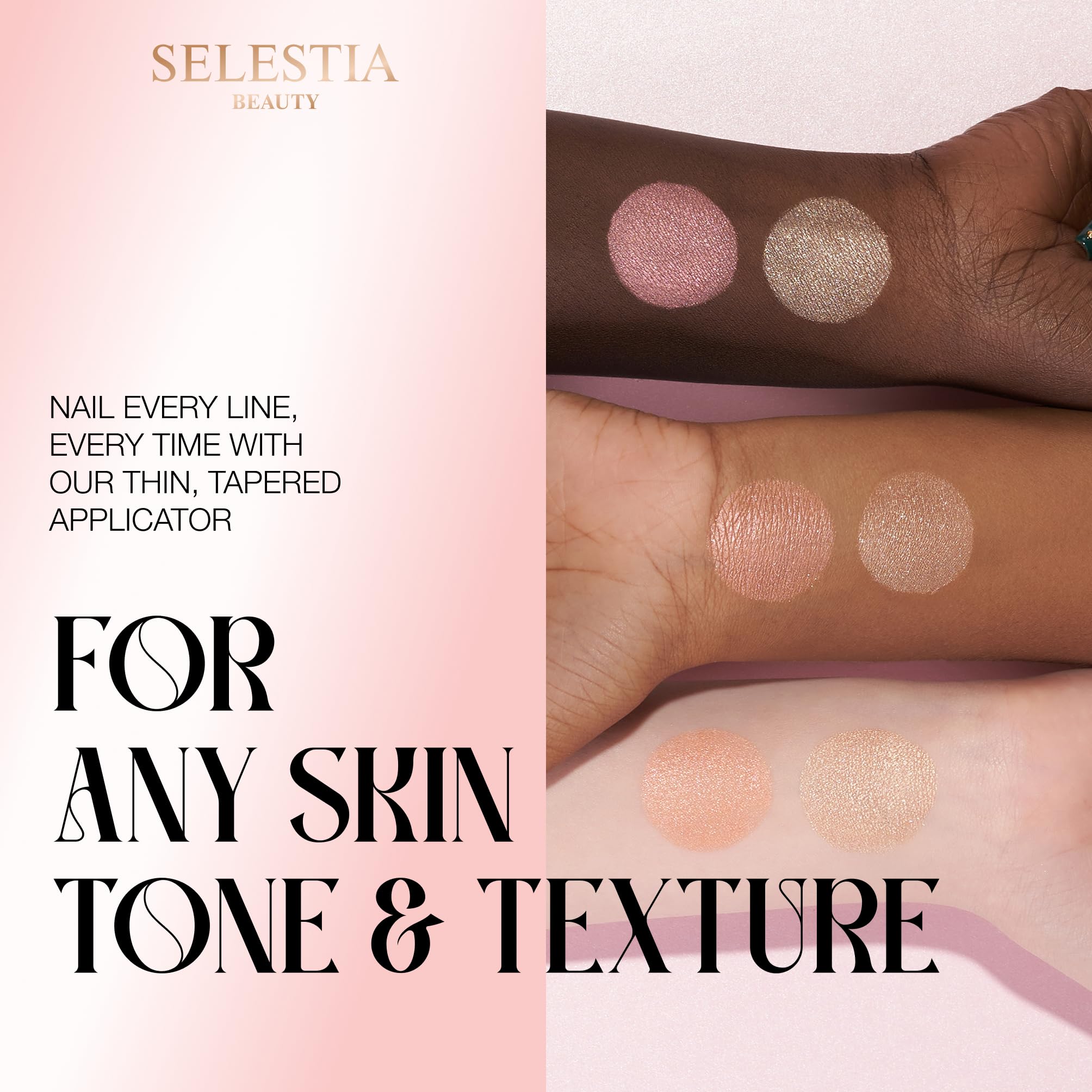 SELESTIA BEAUTY Divine V cupid-bow radiance adds soft definition with shimmer.