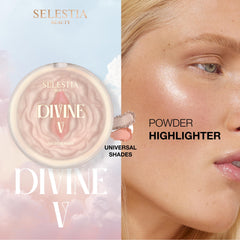 SELESTIA BEAUTY Divine V soft blending brush smoothly applies ultra-fine powder.