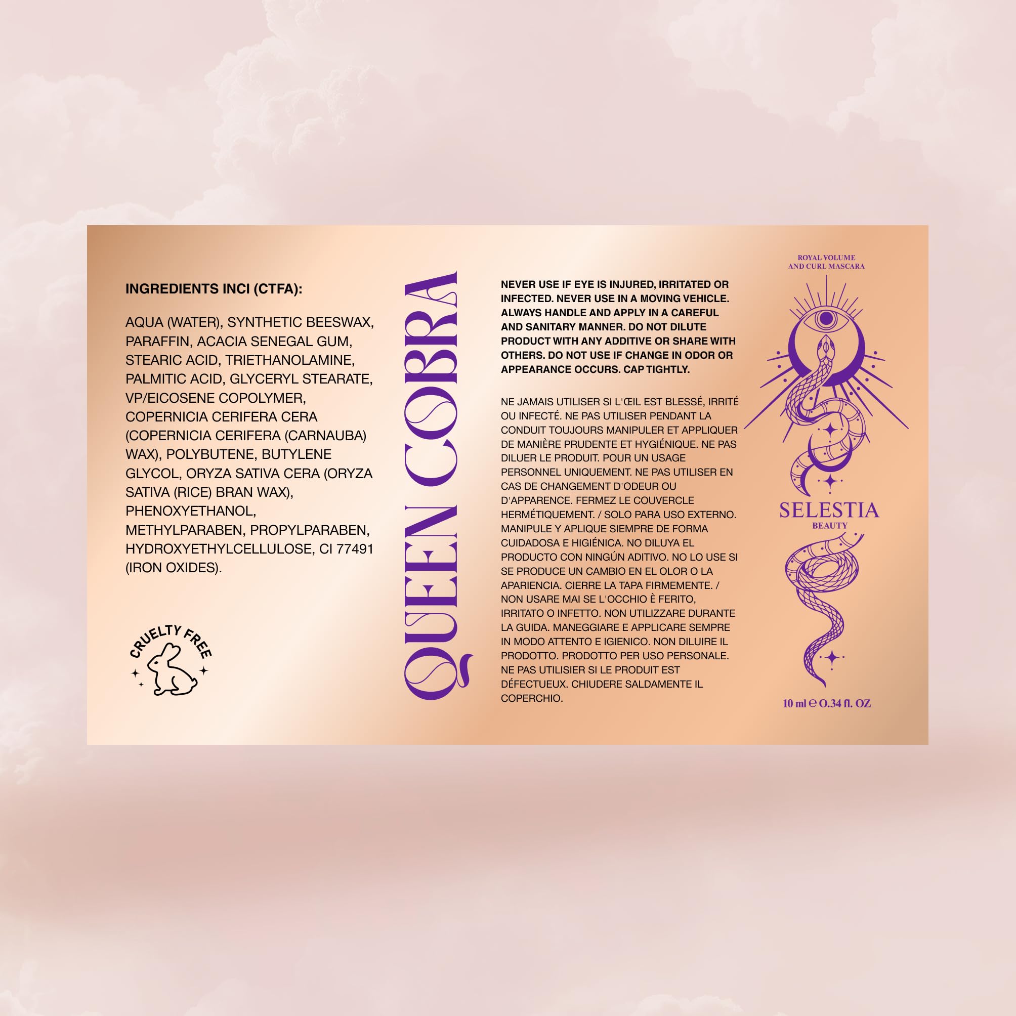 SELESTIA BEAUTY Queen Cobra: packaging lujoso que inspira indulgencia y uso diario.