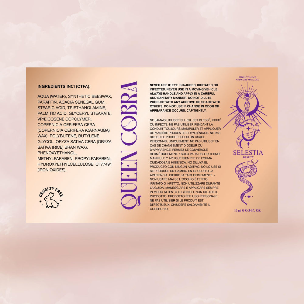 SELESTIA BEAUTY Queen Cobra: packaging lujoso que inspira indulgencia y uso diario.