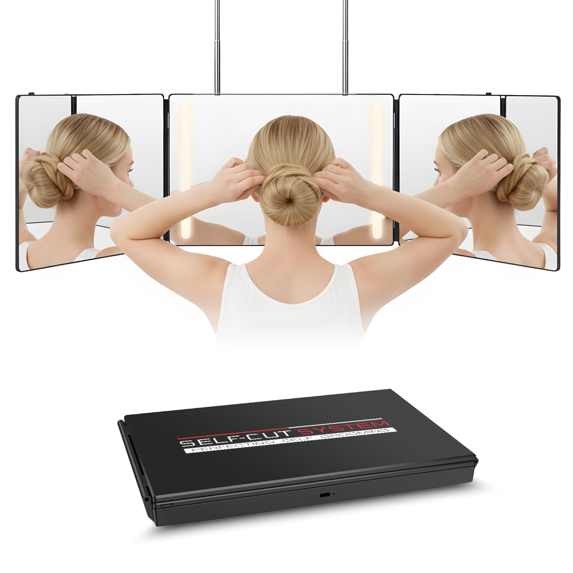 Self-Cut System 3 Way Mirror LED illumination improves visibility during styling.