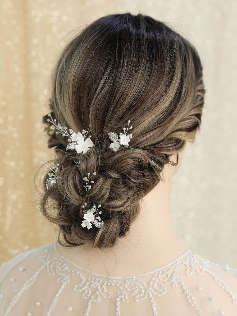 SELFCLOUD six-piece bride hair pin pack for versatile wedding looks.