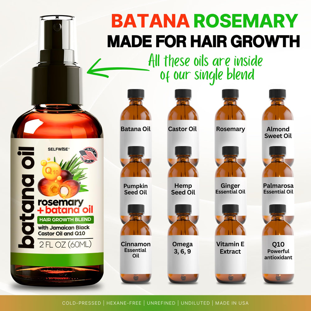 SELFWISE Batana Oil application palm demonstrates easy scalp massage and absorption.