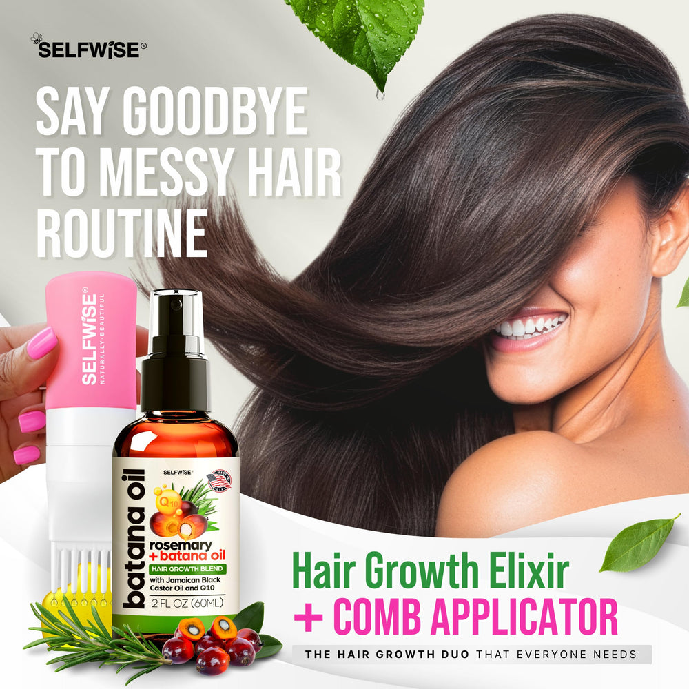 SELFWISE Batana Oil ingredients rosemary shown for scalp nourishment and strength.